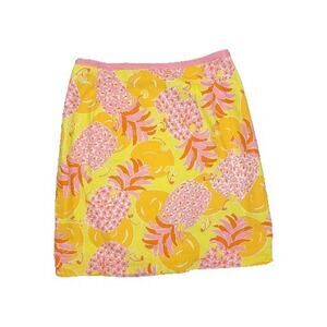 Lilly Pulitzer Skirt 10 Yellow Mini Colorful Pineapple Coconut Girl Beach Resort